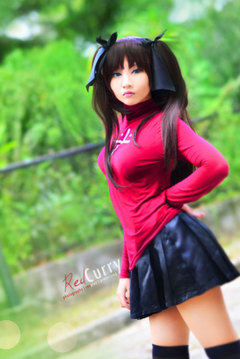 Rin Tohsaka Cosplay in a park by Kuricurry